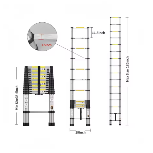 ShangShuo Leader 13 Step Telescopic Aluminum Alloy Ladder Straight Extension Foldable Step Folding